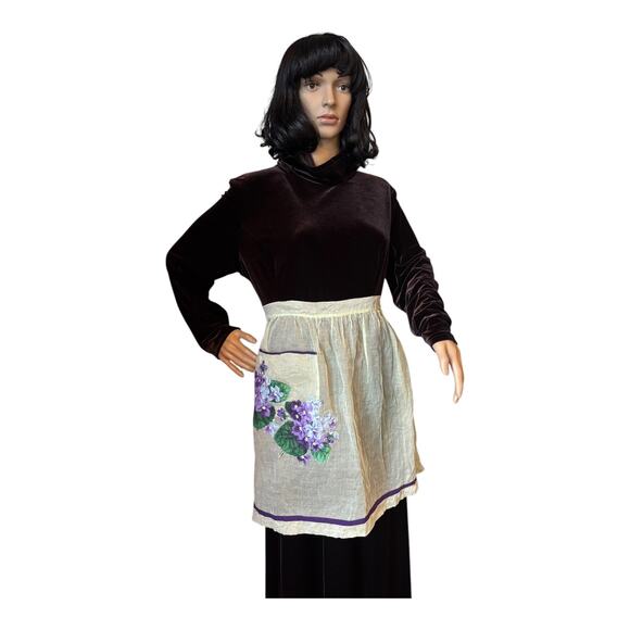 Vintage OOAK Hand Made 60's style Floral Sheer Hostess Aprons bundle of 2 - Picture 14 of 16